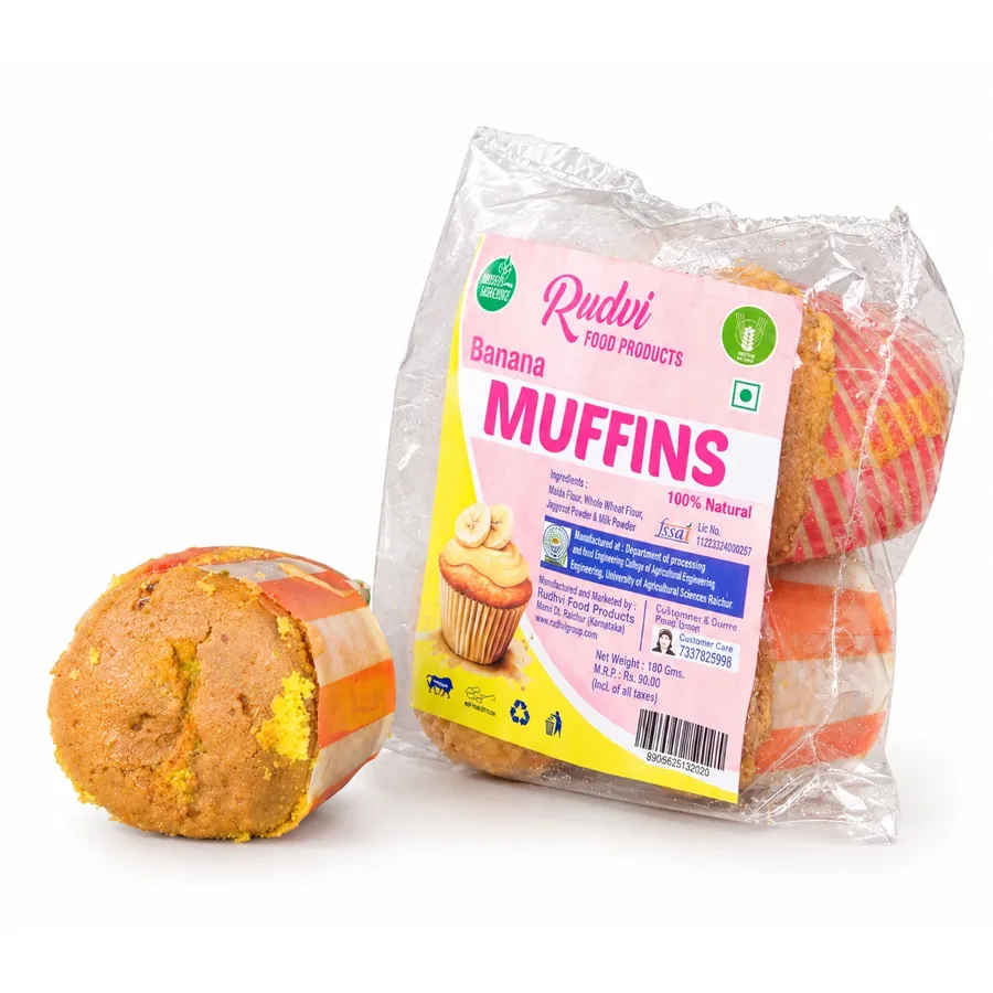 Rudvi Banana Muffins pack with muffins