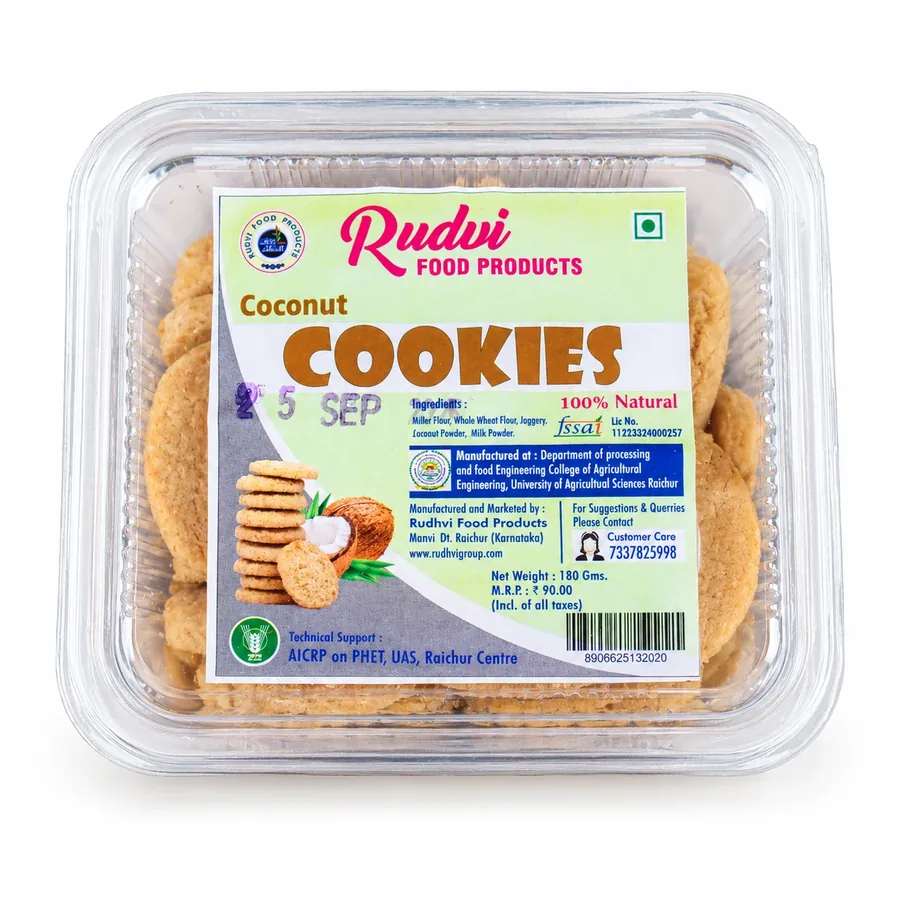Rudvi Coconut Cookies in a clear box