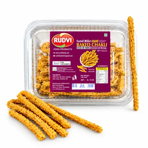 Rudvi Foxtail Millet Baked Chakli box with chakli sticks
