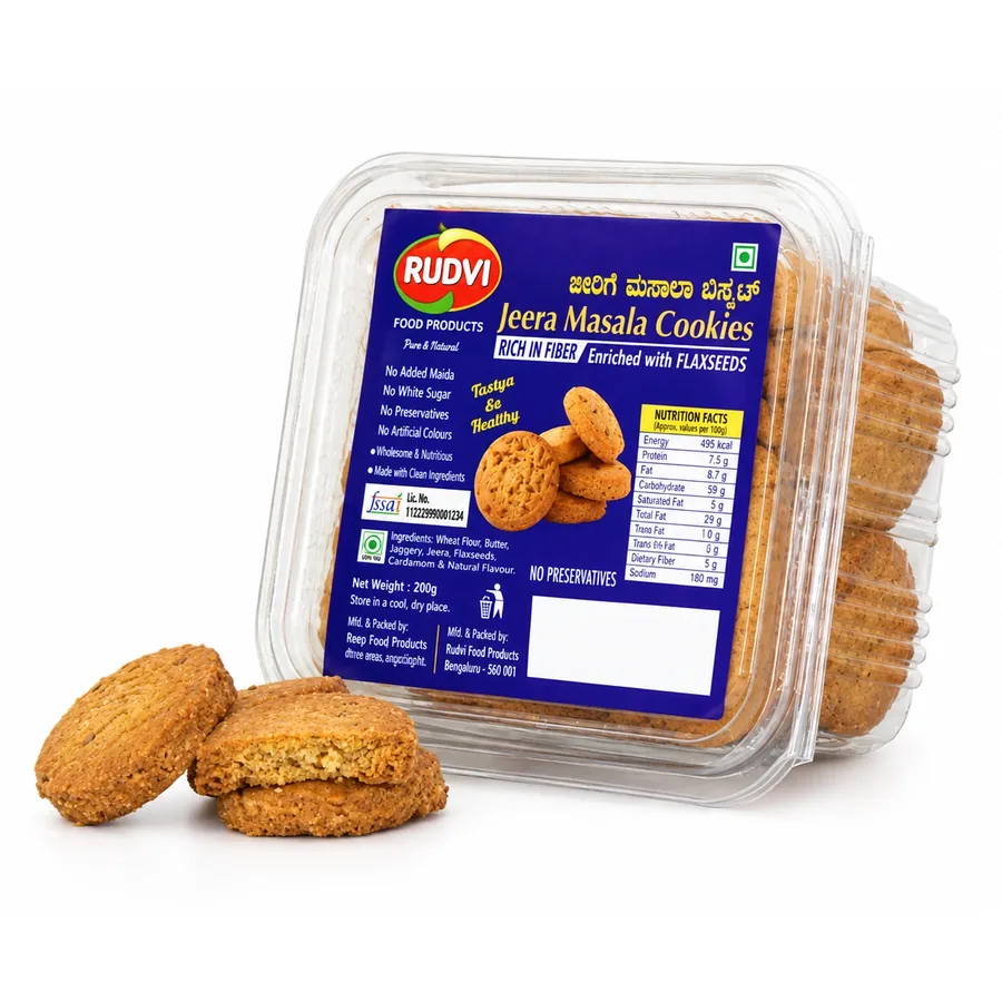 Rudvi Jeera Masala Cookies box, side view
