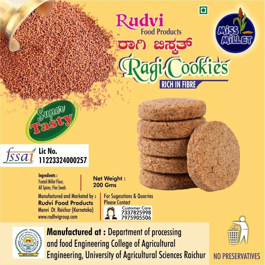 Rudvi Ragi Cookies pack label
